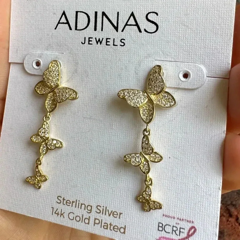 Anthropologie Butterfly Gold Zirconia Earrings